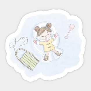 Girl Snow Angel Sticker